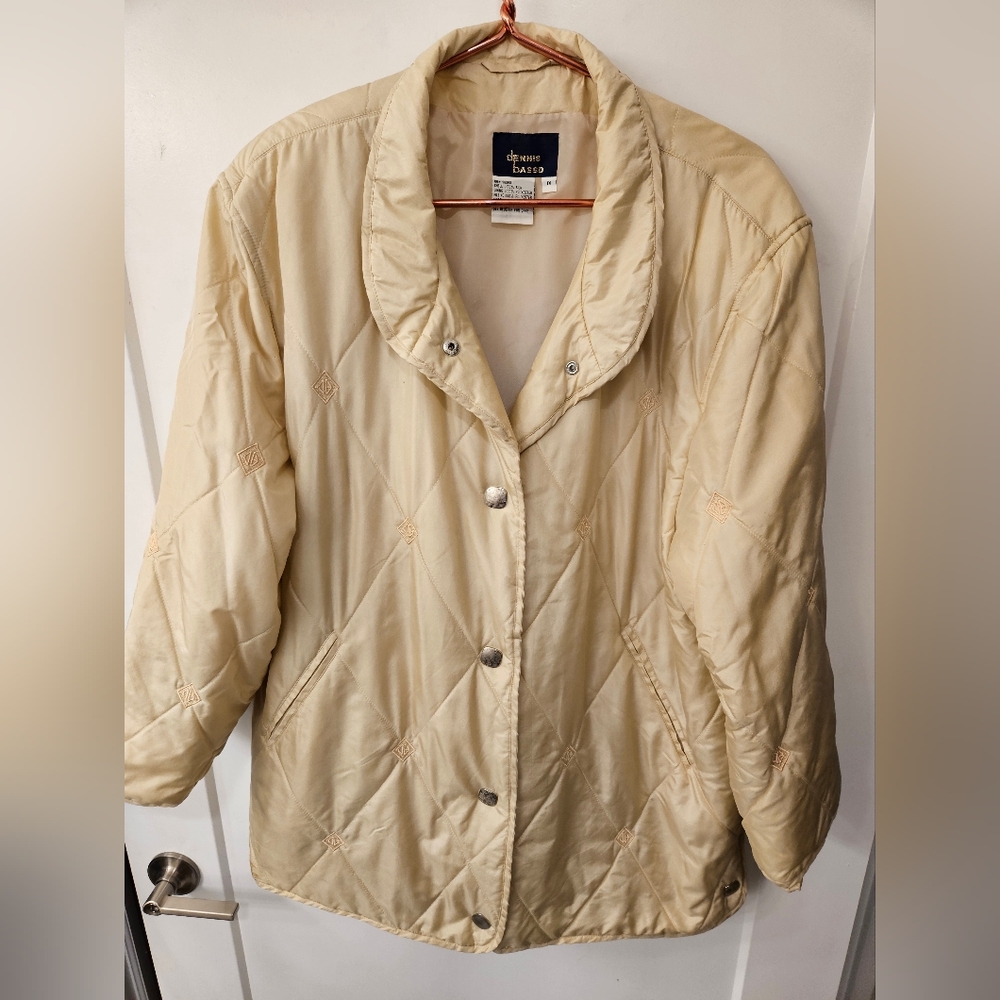NWOT - Silk Dennis Basso Pale Yellow Coat - Size 1X